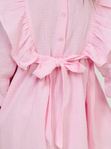 321-Р. Платье из муслина детское, хлопок 100% розовый, р. 98,104,110,116